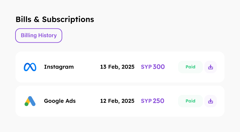 Bills & Subscriptions